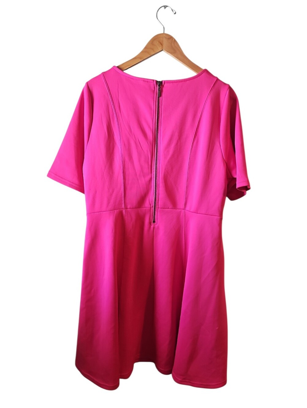 Torrid 2 Bright Hot Pink Fit-and-Flare Mini Scuba Fit N Flare Dress 2X New $80 - Picture 7 of 9
